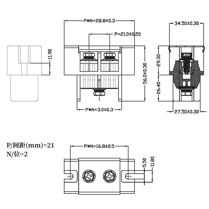 100A Pure Copper Terminal Lithium Battery High Current Terminal