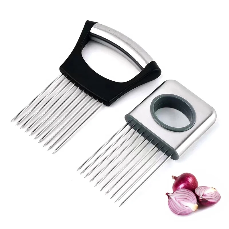 Stainless Steel Onion & Vegetable Slicer Cutter - Manual Kitchen Gadget W/ Holder (Taishi Brand)