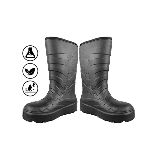 2024 Western Style Mens EVA Foam Shoes Garden Fishing Waterproof No Slip Wide Width Light Weight Knee High Soft EVA Rain Boots