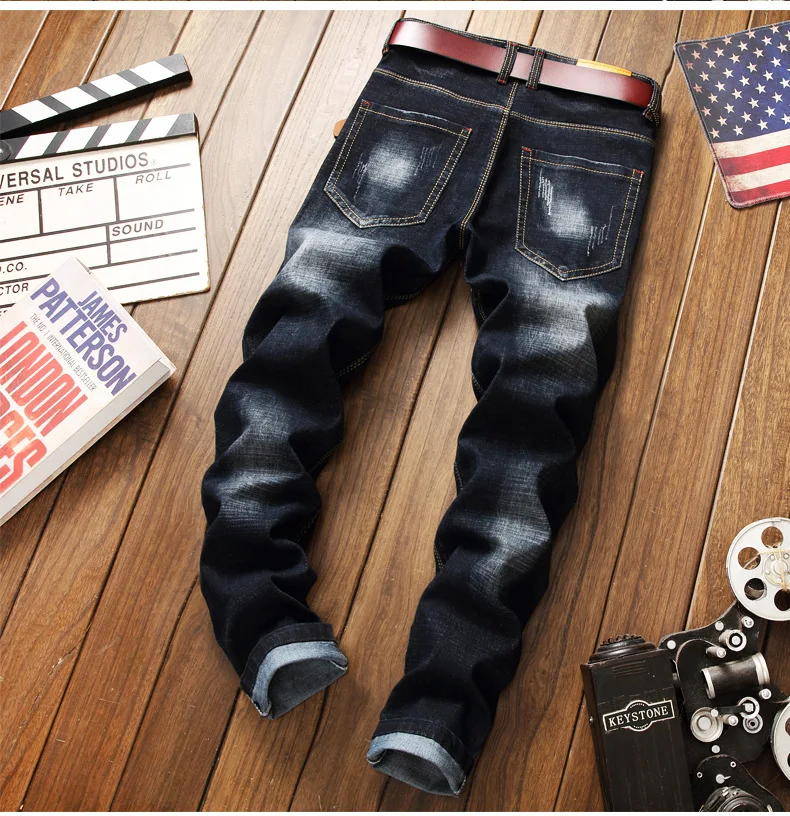 Oem New Custom Embroidered Jeans Men Straight Pants Skinny Cotton ...