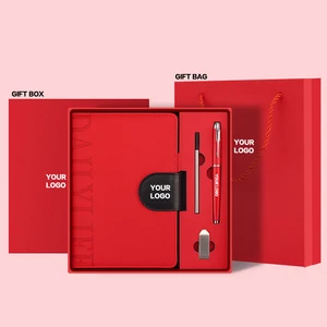 Custom PU Leather Planner Luxury A5 Diary Notebook Journal Gift Set with Logo