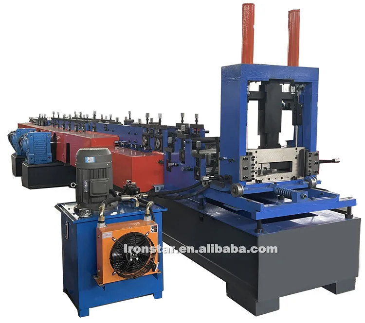 Automatic Quickly Change Steel Frame Channel Punch Holes C Z Purlin Roll Forming Machine