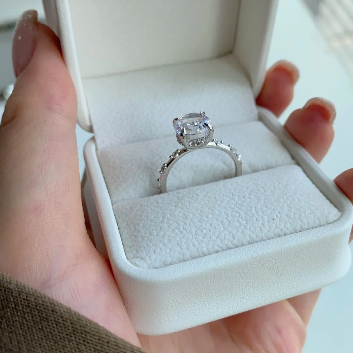KAKODIY Princess KAKODIY Cut Cubic Zirconia 925 Sterling Silver Ring Rhodium Plated Wedding Engagement Anniversary Solitaire Cubic Zirconia Ring detail 4