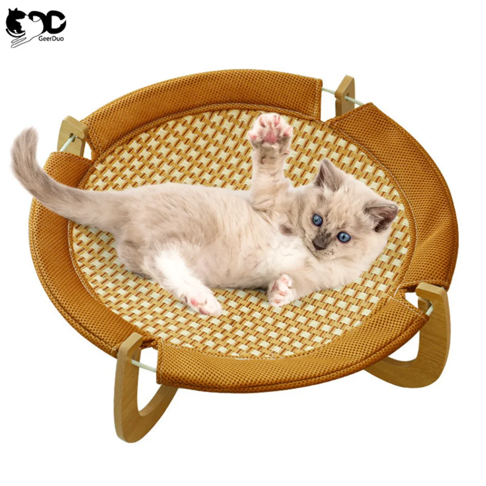 Geerduo Pet Customize Detachable Rattan Pet Cat Sleeping Cooling Elevated Bed for Cats Small Dogs
