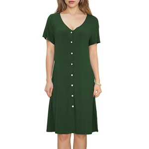 Stretchy Women Sleepshirt Custom Sleep Dress Bamboo Viscose Comfort Nightgown Ladies Nightshirt