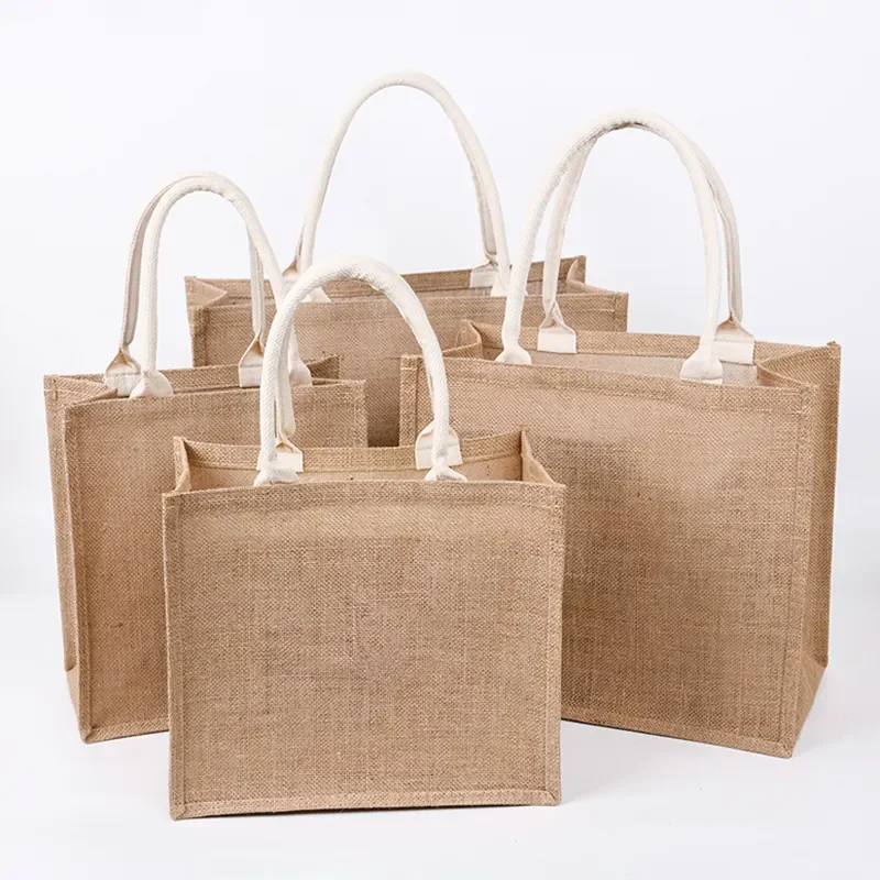 Wholesale Waterproof Reusable Burlap Bag Custom Small Burlap Jute Tote