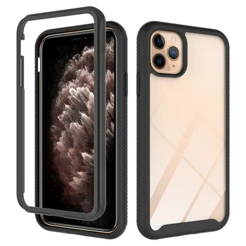 For iPhone 11 Pro 5.8 inch Hybrid Rubber Case 2 in 1 Shockproof Clear Bumper Back Cover for iPhone 12 12 Pro Max X XS MAX