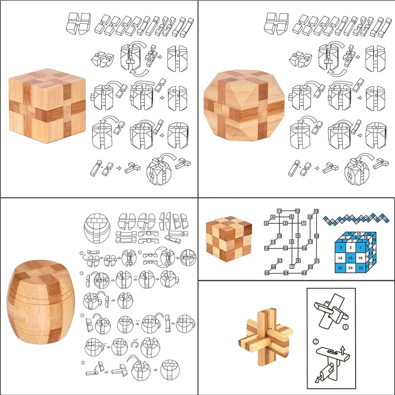 puzles rompecabezas cuadrado de madera Puzle mágico de madera 3D, juguete de rompecabezas|