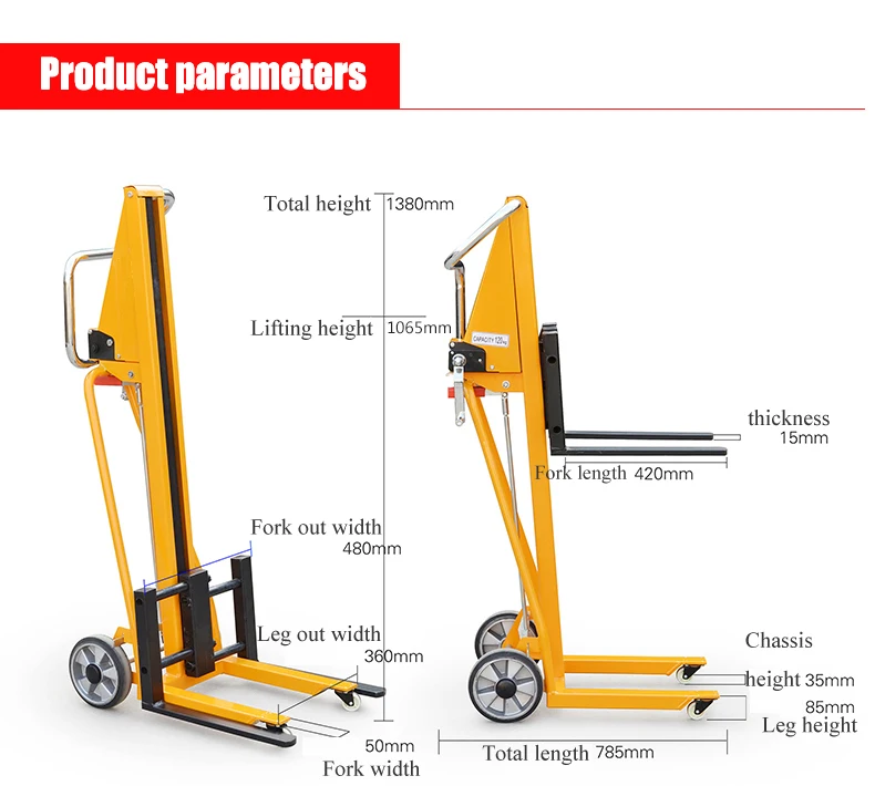 Small Hand Pallet Truck Stacker Manual Forklift