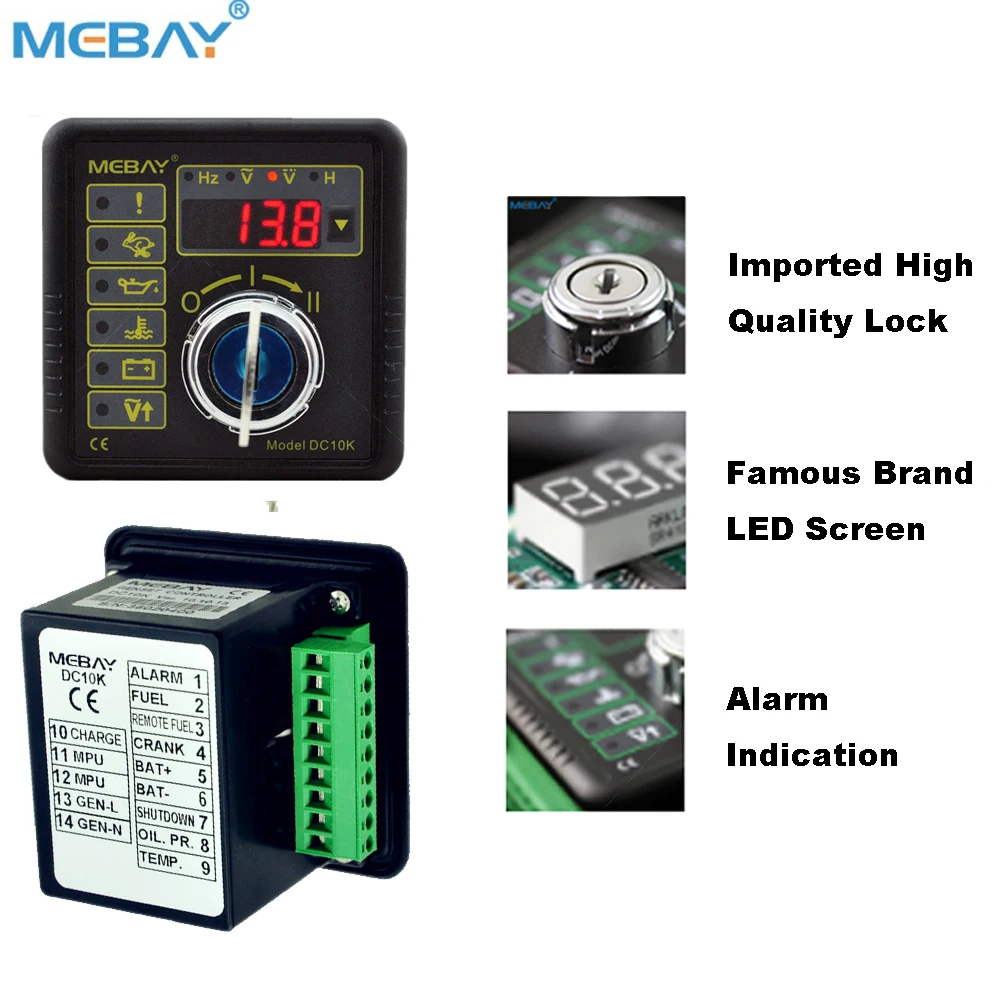 Mebay Engine Generator Controller Panel  Key Start DC10K Generator Spare Parts