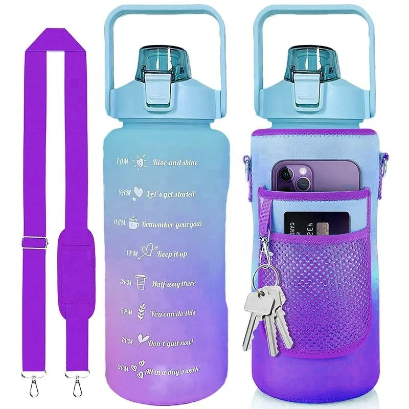 64oz / 2l Half Gallon Water Bottle Insulated With Carry Strap And