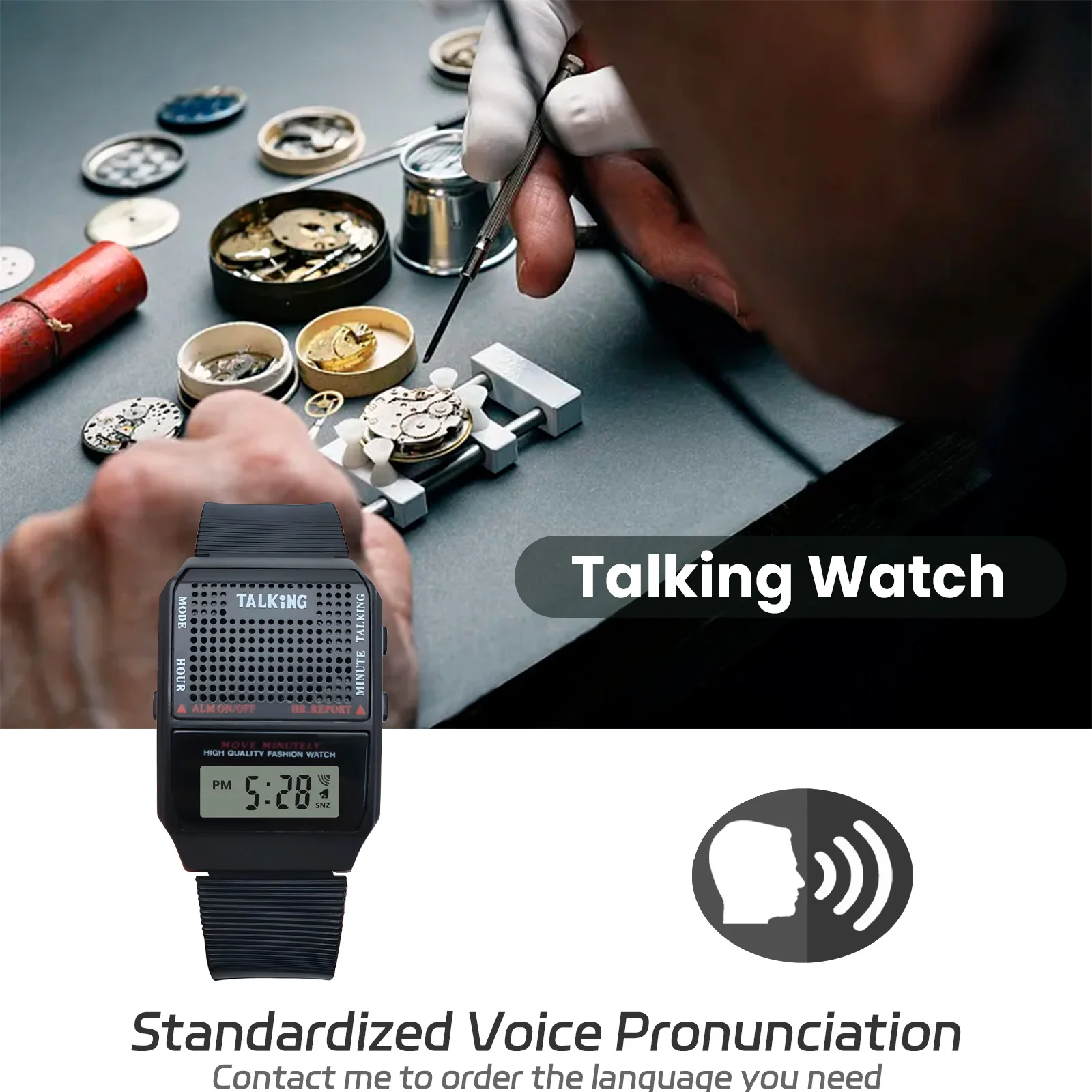 German Digital Talking Watch With Time and Alarm for Visually Impaired and Blind People