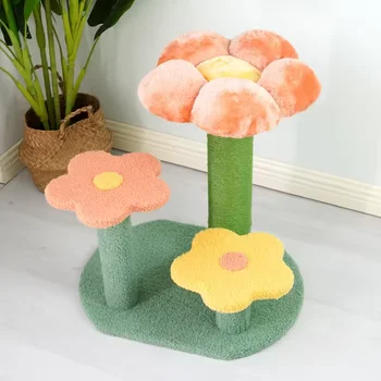 Bestsellers Cute Design Sisal Velvet Cat Playing Toys Rest Scratching Post Flower Cat Tree for Cats