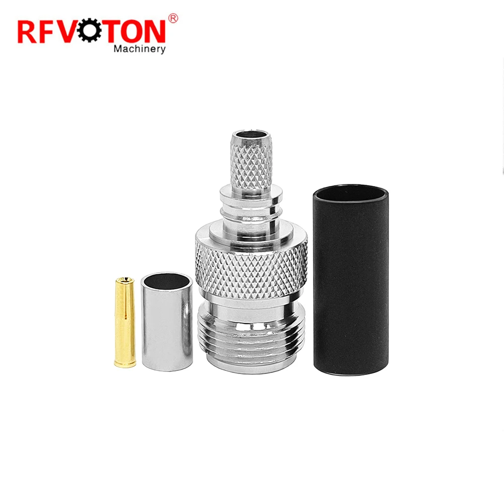 پوشش آلیاژ سه‌جزئی اتصال کواکسیال زن N نوع EZ برای کابل LMR240، کانکتور فشرده شونده سوکت زن N