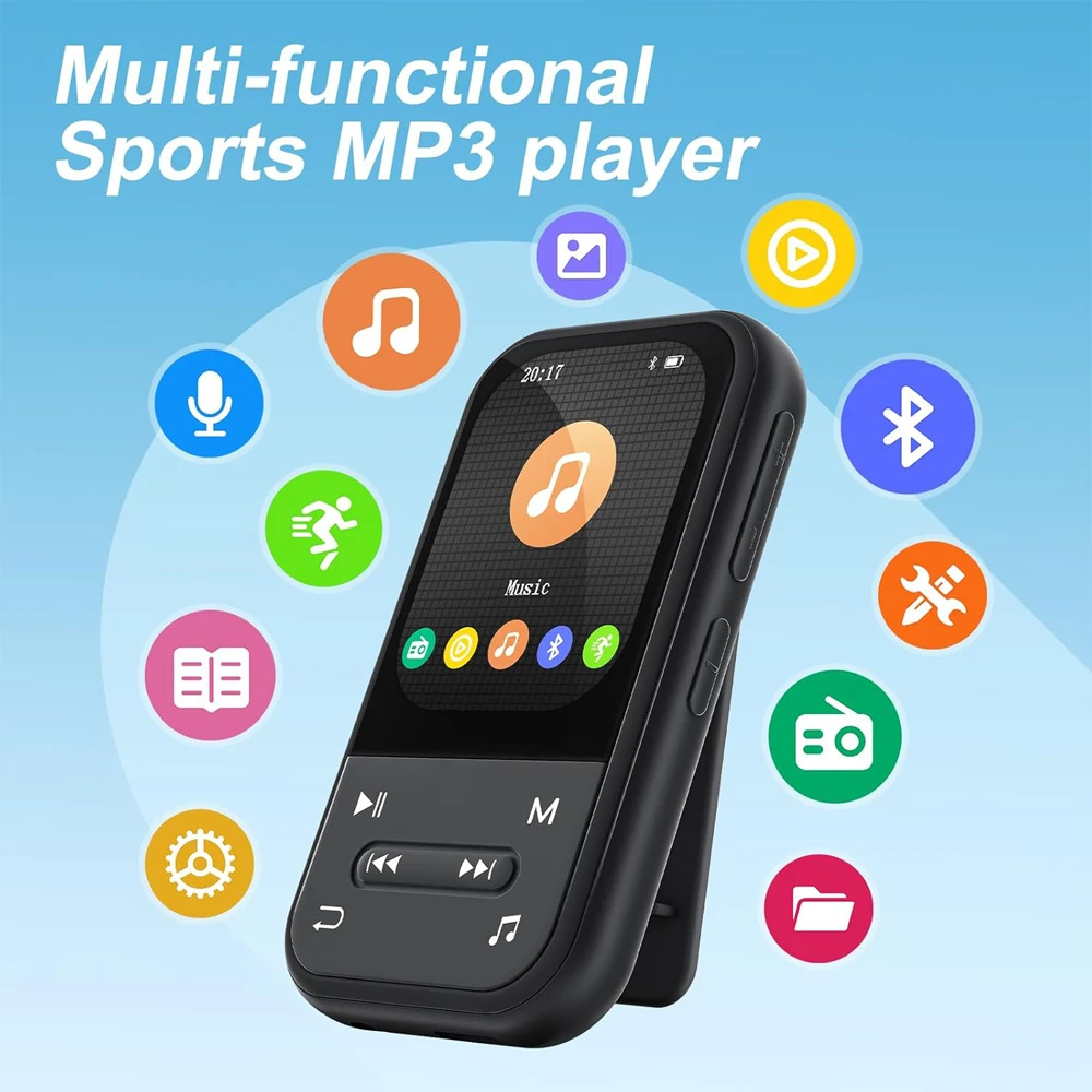 Portable Clip-On for Bluetooth MP3 Player FM Radio Voice Recorder for Children Elderly Sports Use OEM/ODM Factory FLAC Audio