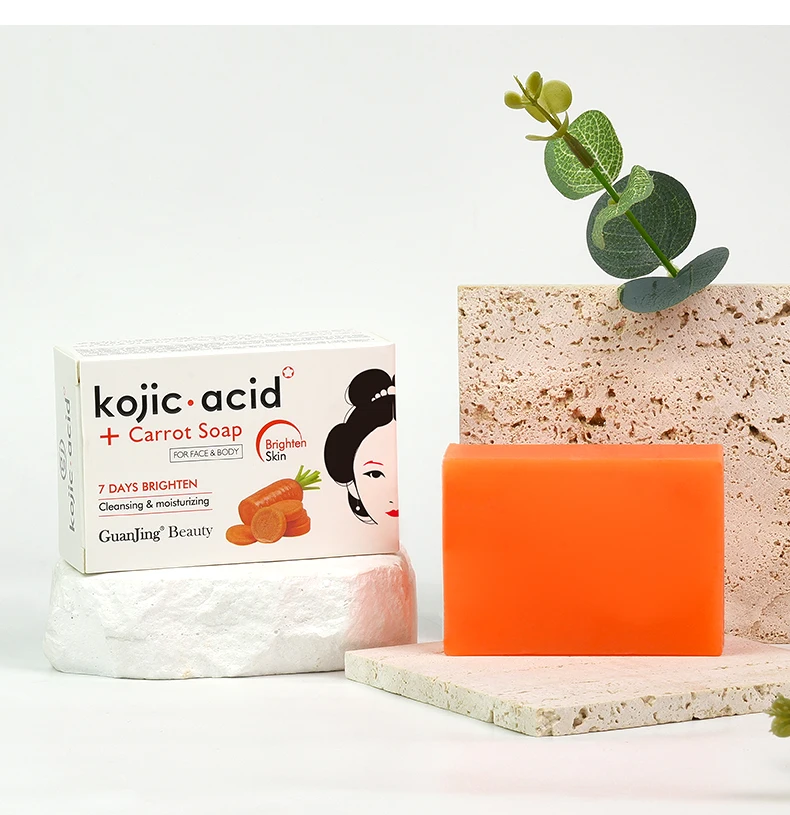 120g Kojic Acid & Carrot Body Bath Soaps Clear Skin Product Moisturizing Fair Skin Face and Body Bar Soap