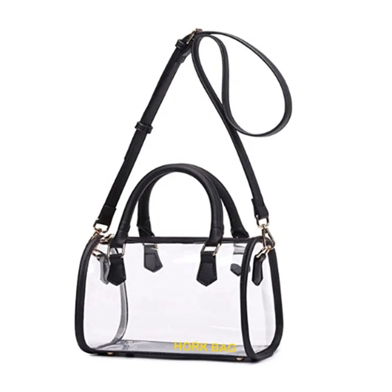 Bolso transparente de moda con asa superior, bolso de hombro aprobado para  estadios, bolsa transparente de plástico de PVC, bolsa de trabajo