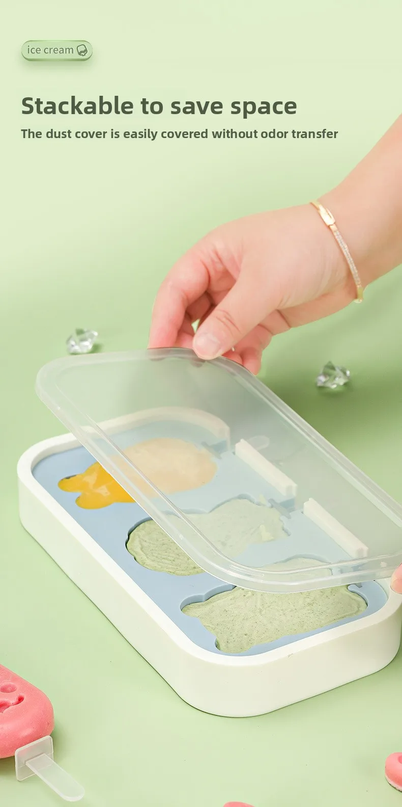 Factory Direct Eco-Friendly Cartoon Silicone Ice Cream Mold for Children's Cheese Stick Ice Cream DIY Ice Tray & Cubes supplier
