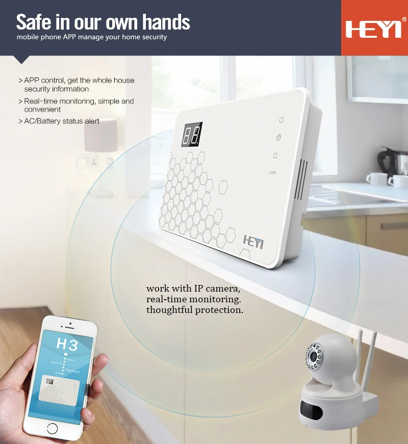 GSM Wireless Home Burglar Security Alarm System with Laser Beam ABS Material Intruder Alert System