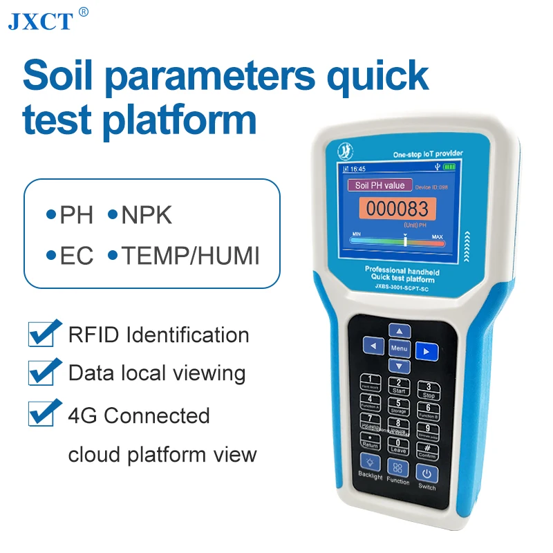 JXCT Soil Sensor 7 in 1 Npk Handheld Analyzer Soil High Speed Measurement PH Temperature and Moisture EC Npk Testers