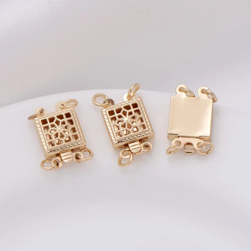 Filigree Box Pearl Safety Lock Clasps Platinum Plated Brass Single Strand Jewelry Clasps for DIY Pearl Necklace Bracelet Mak
