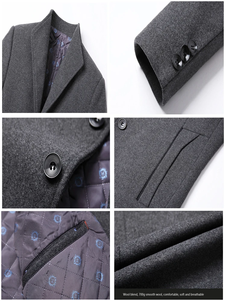 Trench Coat Wool Coats Comfortable and Warm in Winter Cashmere Veste Longue Homme Mens 700g OEM Service Long_voghion.com