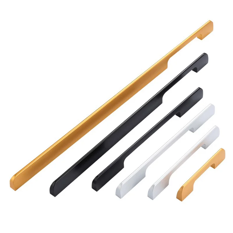 Aluminium Alloy Pulls Furniture Hardware Dresser Cupboard Door Handle Gold Black Wardrobe Cabinet Drawer Pull Kitchen Handles