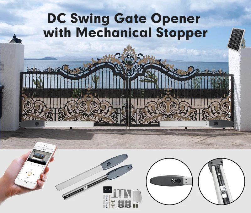 Jujiang Automatic Gate Motor Dc24v Solar Power Door Operator Swing Gate