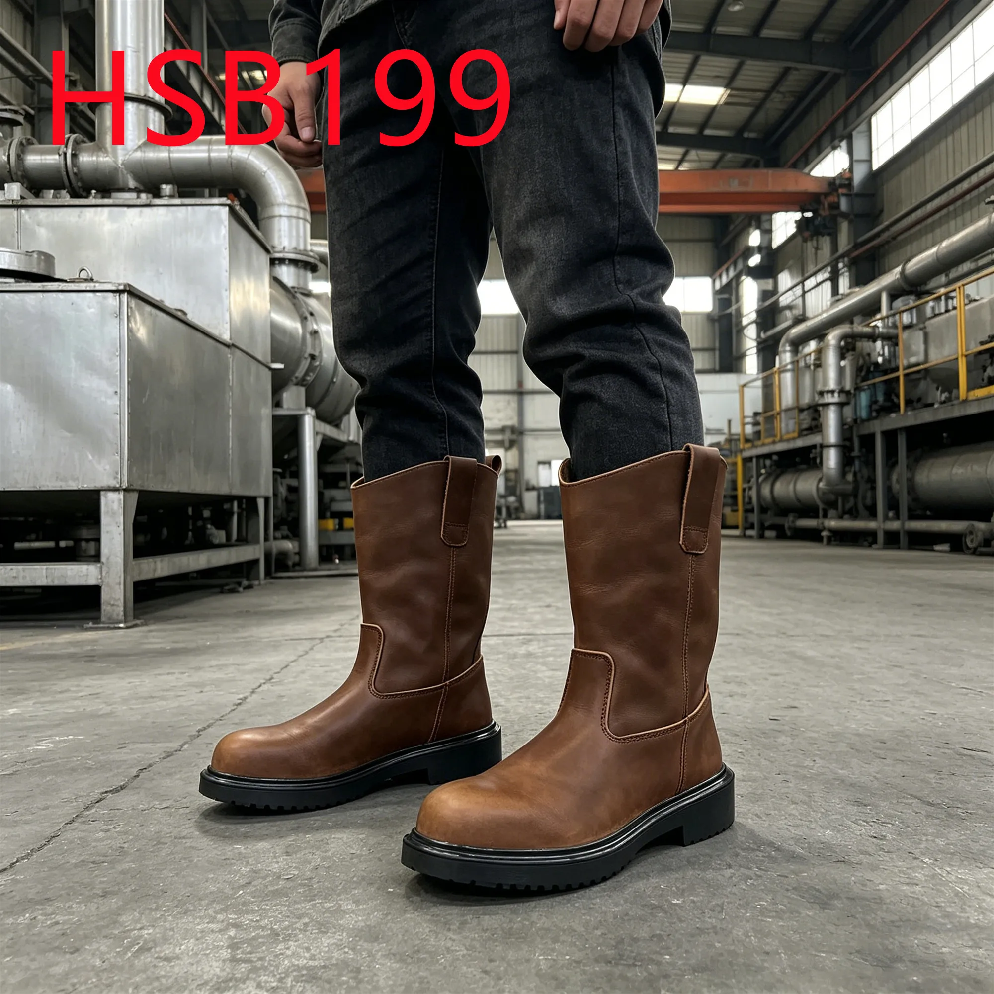 HY,Drilling Platform High Top Oil Resistant Work Boots with Steel Toe USA Famous Brand Crazy Horse Leather Mining Boots HSB199