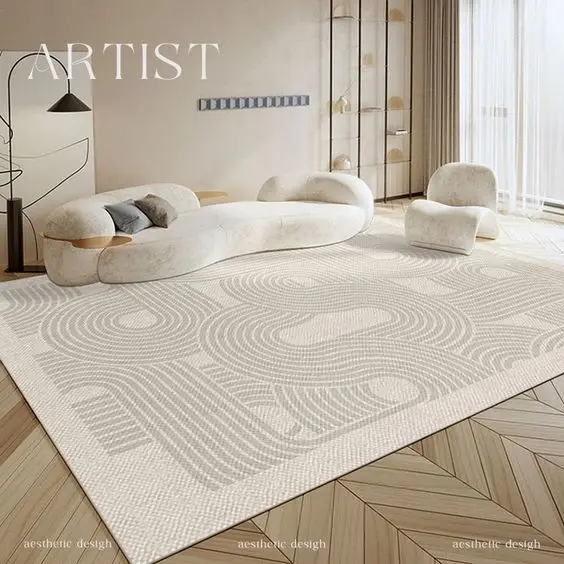 Custom Logo 3D Printed Factory Cheap Polyester Rugs Nordic Style Karpet High Quality Tapetes Para Sala Modern Line Alfombra