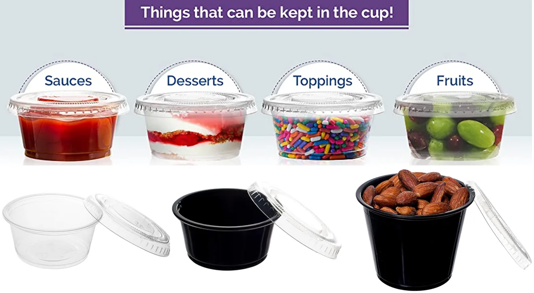 Fuling 31years Supplier Disposable Small Plastic Sauce Cup 2 Oz Pudding