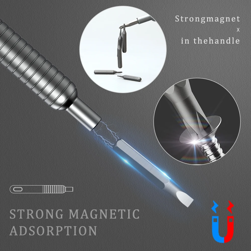 Professional 51 in 1 Magnetic Screwdriver Bit Kit Precision Steel Handle DIY Grade Tool Kit for Phone Laptop Computer Repair