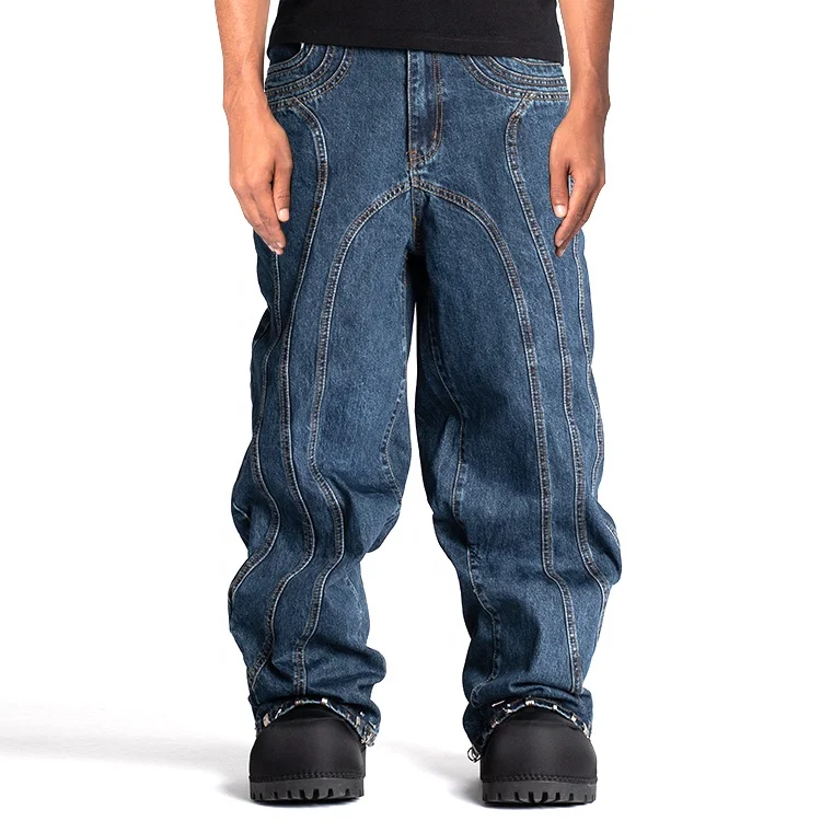 Edge Denim Custom Jeans Manufacturers Baggy Distress Wax Flare Fit ...