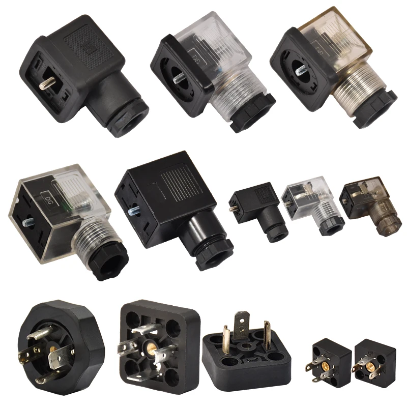 Equivalent DIN43650 3p 4p 3+PE 2+PE PG7 PG9 plug base industrial square solenoid valve connector