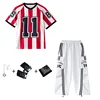 Red striped top + white overalls trousers+square+necklace+gloves