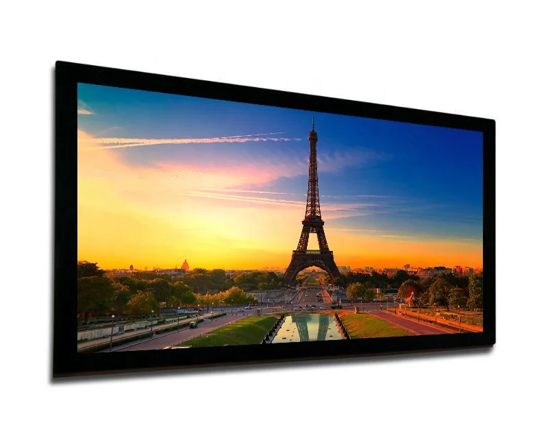 200インチ固定フレームプロジェクタースクリーン、音響透過性生地