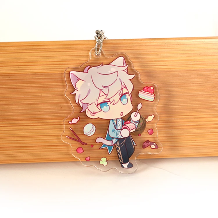 Высококачественный прозрачный акриловый брелок Kawaii с милым мультяшным аниме на заказ
