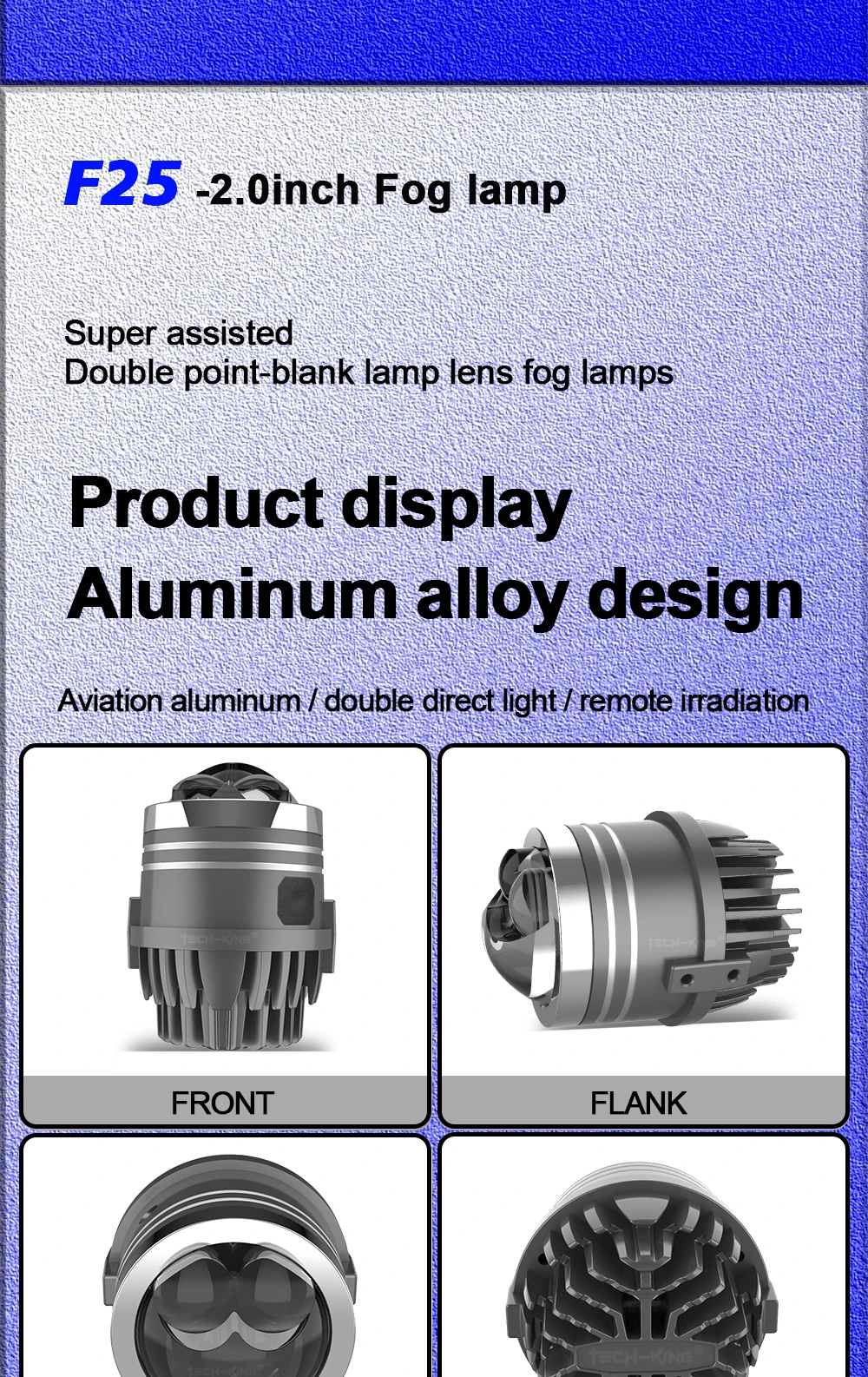 TECH-KING 2.0 inch car projector laser bi-led fog light Double direct shot projector working light off-road vehicle Fog lamp