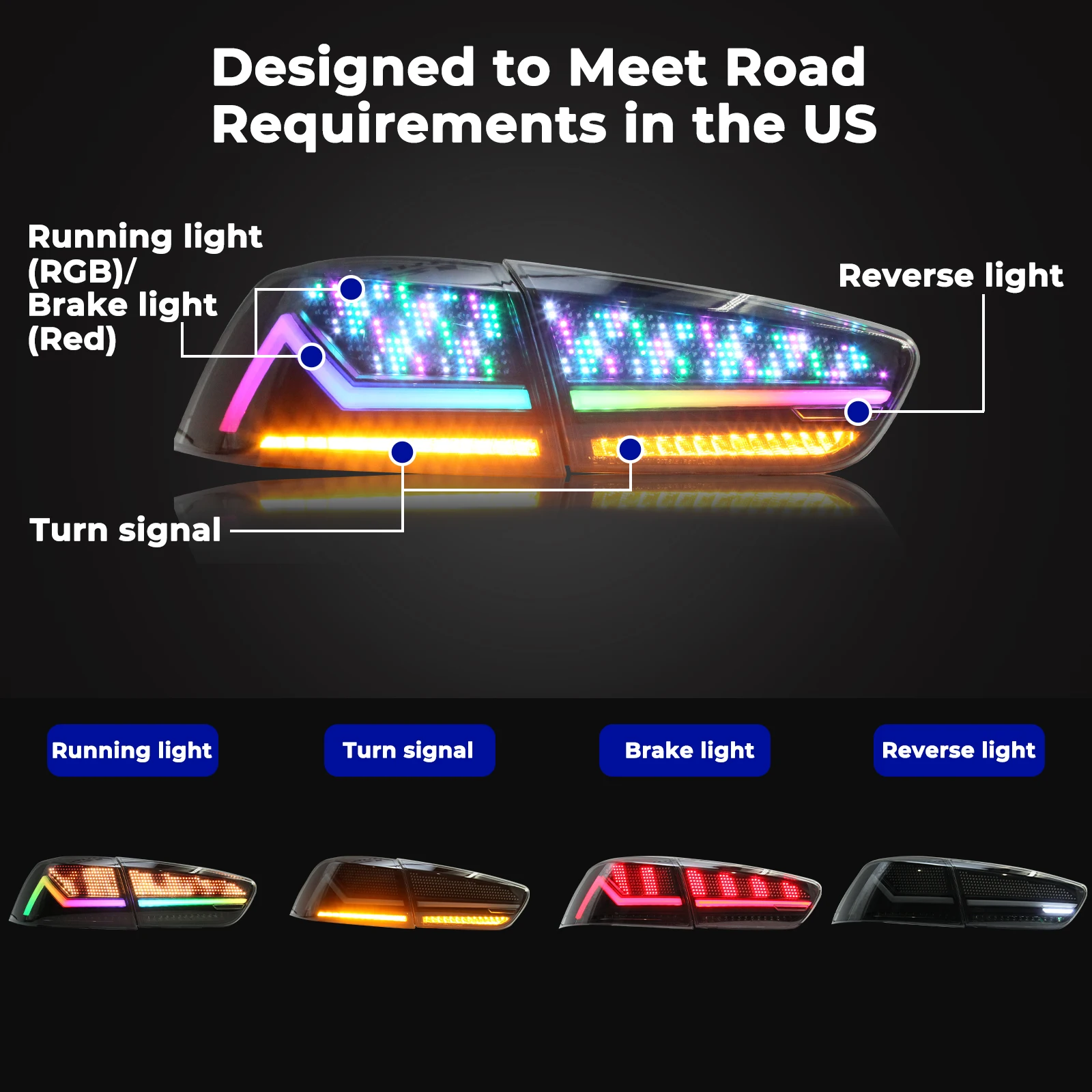 RGB Digital Model Full LED Tail Light for Mitsubishi Lancer