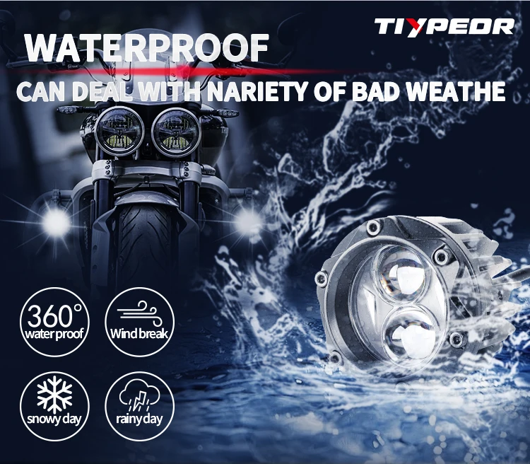 TIYPEOR Motorcycle Super Bright Spotlight Auxiliary Headlight Fog Lights Upgrade Spotlight Upgrade Spotlight High Quality Power factory