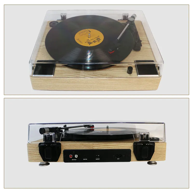 High Sound Quality Wooden Desktop Integrated Vinyl Record Built-in Stereo Gramophone Turntable Player