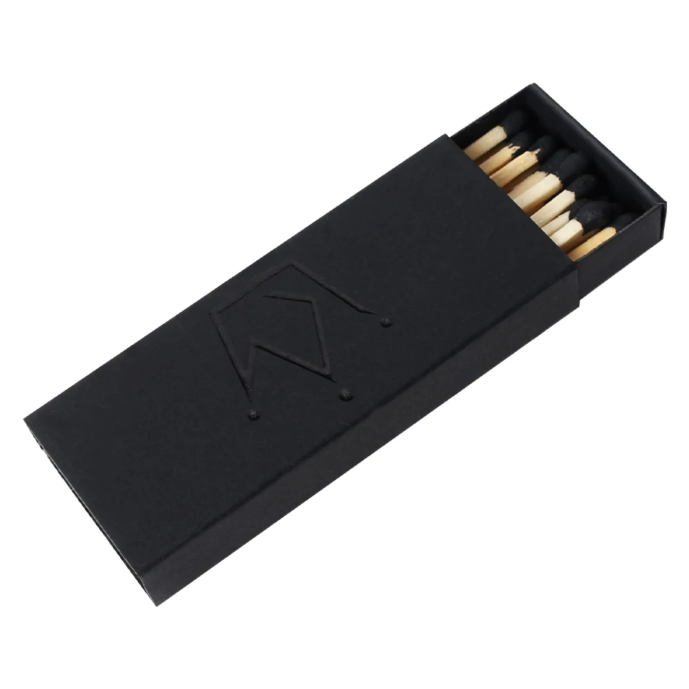 Personalized Black Matches in Matchbox with UV Coating Matt Lamination Embossing Custom Large Gift Packaging