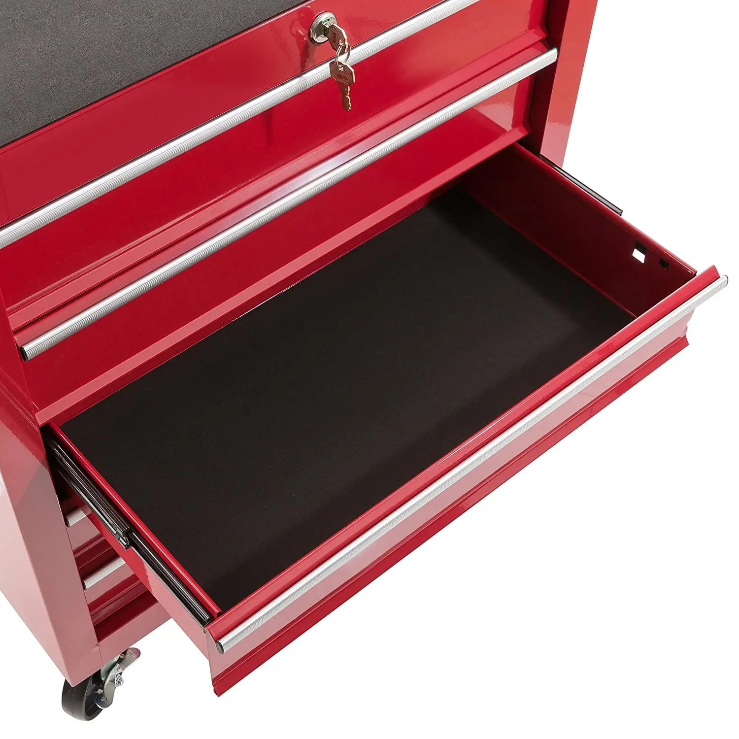 Red 5 Drawers Carbon Steel Tool Cabinet/ Tool Box/Tool Trolley  on Wheel with Handle for Workshop Garage Automotive Storage details
