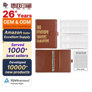 Wholesale Custom Brown A5 A6 PU Leather Cash Envelopes Expense Planner Sheets Budget Binder Organizer for Money Saving