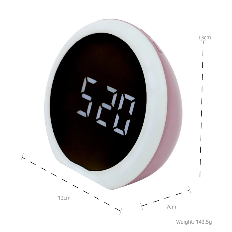 Manufacturer Supply Compact Clear Screen Eye Protection Thermometer Alarm Calendar Round Mirror LED Clock