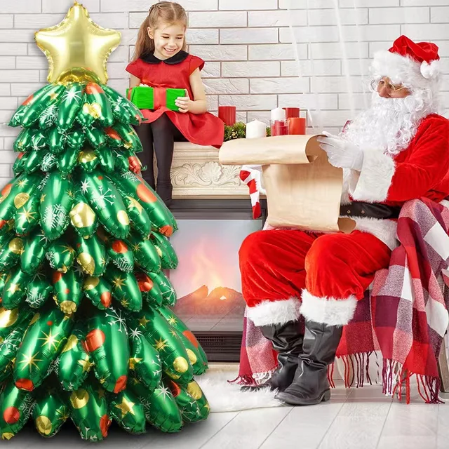 Three-Dimensional Christmas Tree Stand-Up Balloon Festive Christmas Decoration for Store Windows and Holiday Parties