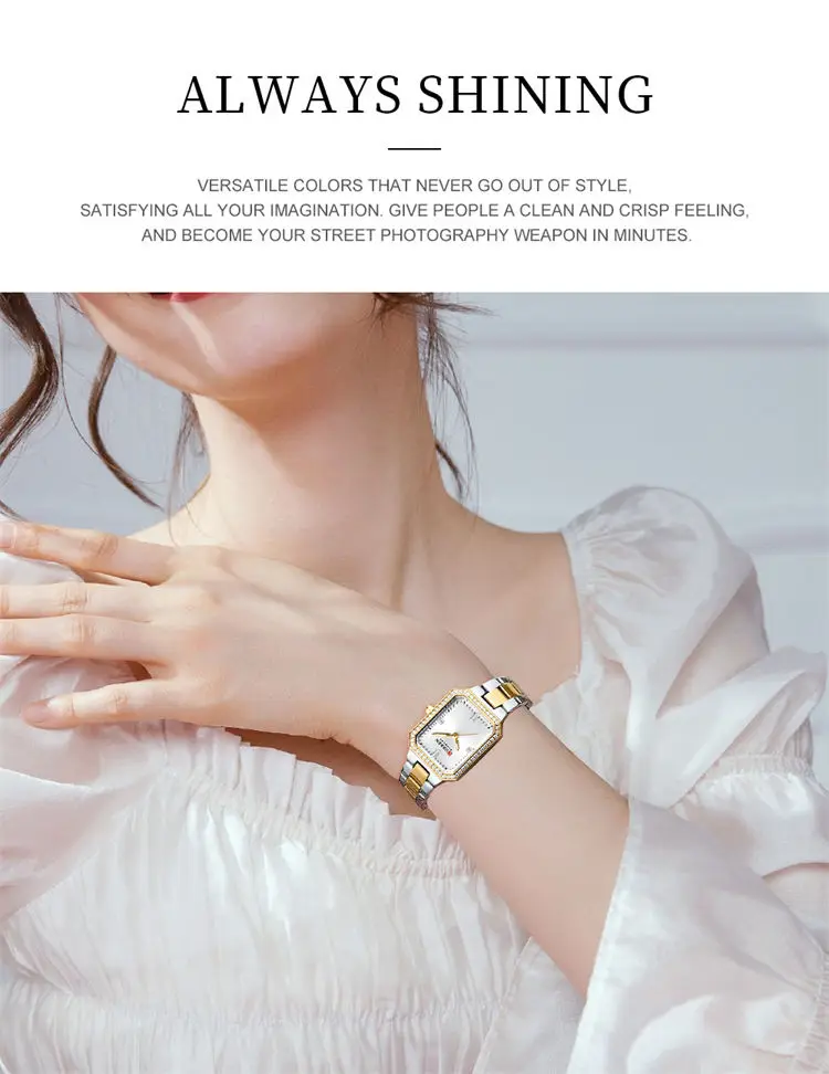 Curren 9102 Elegant Made in Prc Lady Quartz Watch Vive Stainless Steel Band Waterproofing Diamond Bling Business Reloj Watch