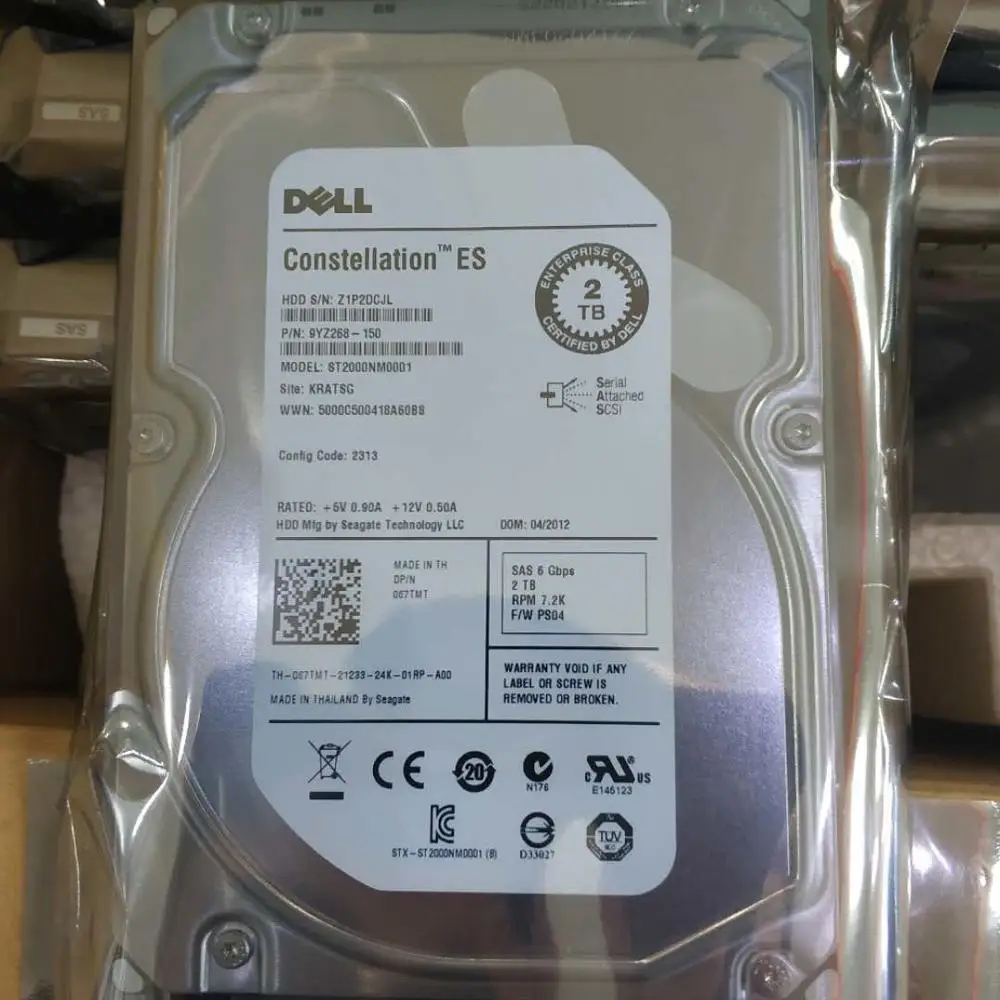 新产品dell Hdd原装2tb 3.5in 7.2k Sas 6gbps Dell Hdd 2tb硬盘驱动器