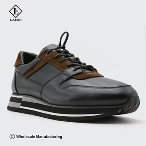 LANCI Sport Shoes Manufacturers in China Sneakers for Men Walking Shoe Leather Shoes Calfskin