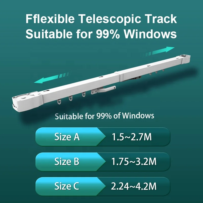 ZSTARR Telescope Smart Curtain Rod Automatic Curtain Rods and Rails Motorized Curtain Track Rail